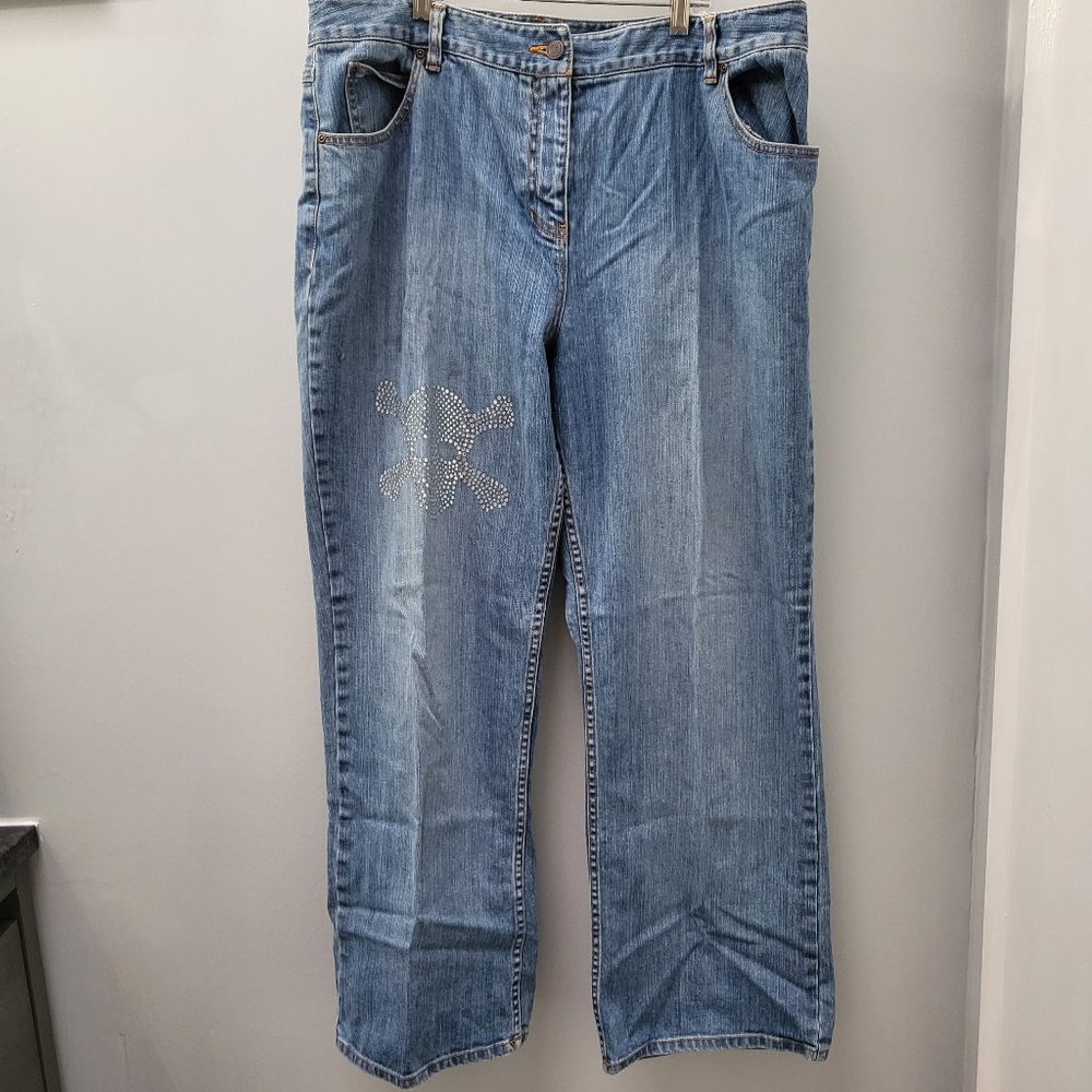 INC CURVY Jeans-rhinestone skull- 16W